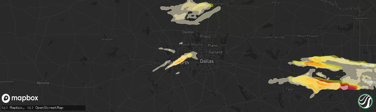 Hail map in Bedford, TX on April 2, 2023