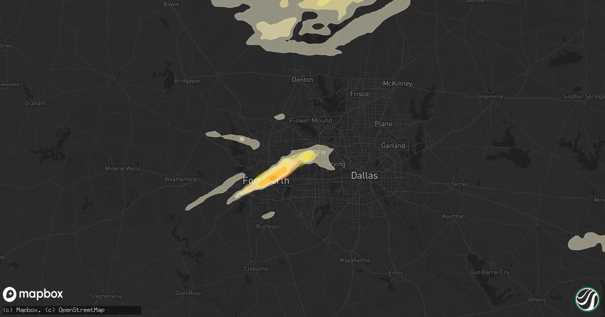 Hail map in Bedford, TX on April 2, 2023