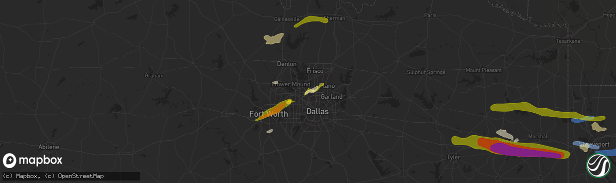 Hail map in Carrollton, TX on April 2, 2023