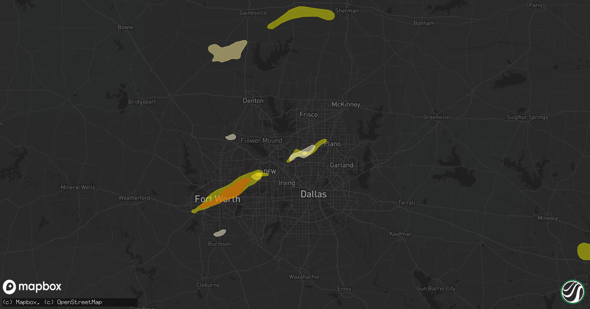 Hail map in Carrollton, TX on April 2, 2023