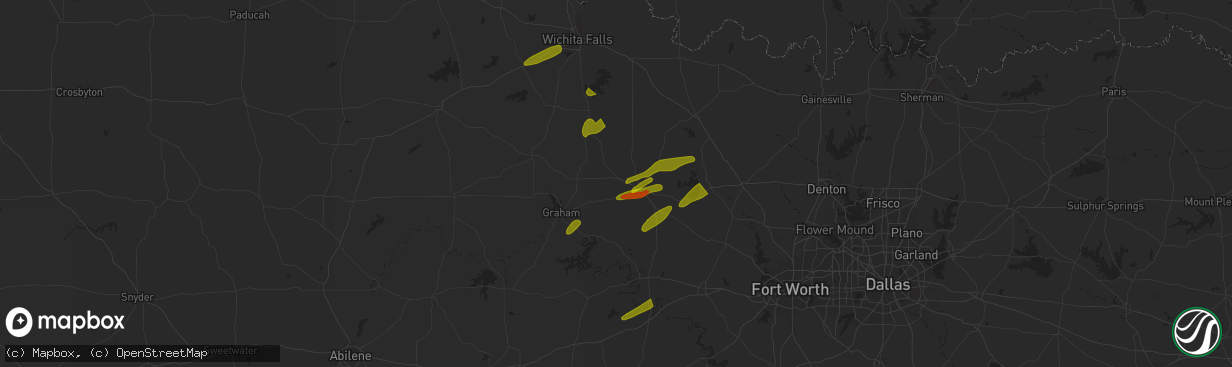 Hail map in Chico, TX on April 2, 2023