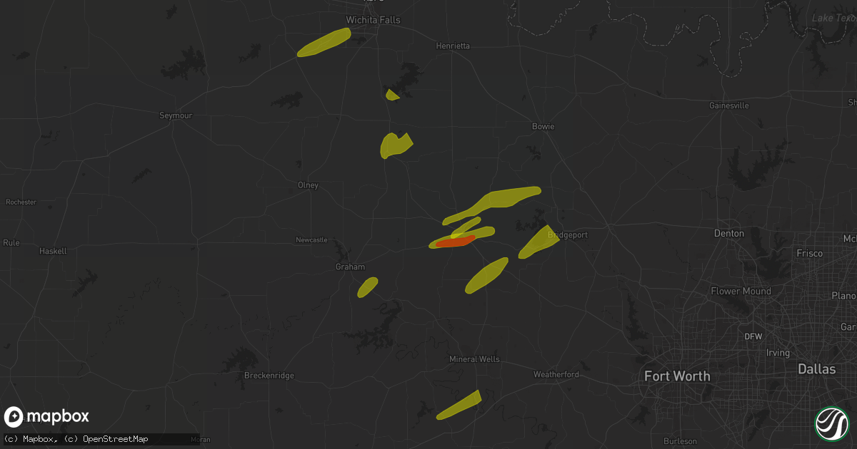 Hail map in Chico, TX on April 2, 2023