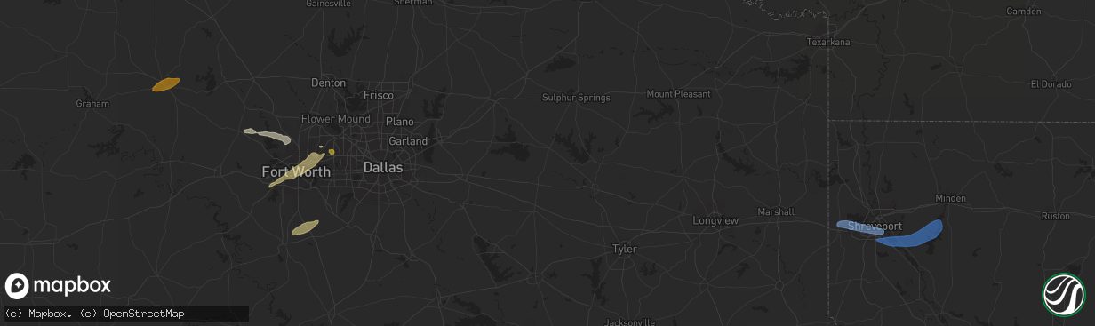 Hail map in Cleburne, TX on April 2, 2023