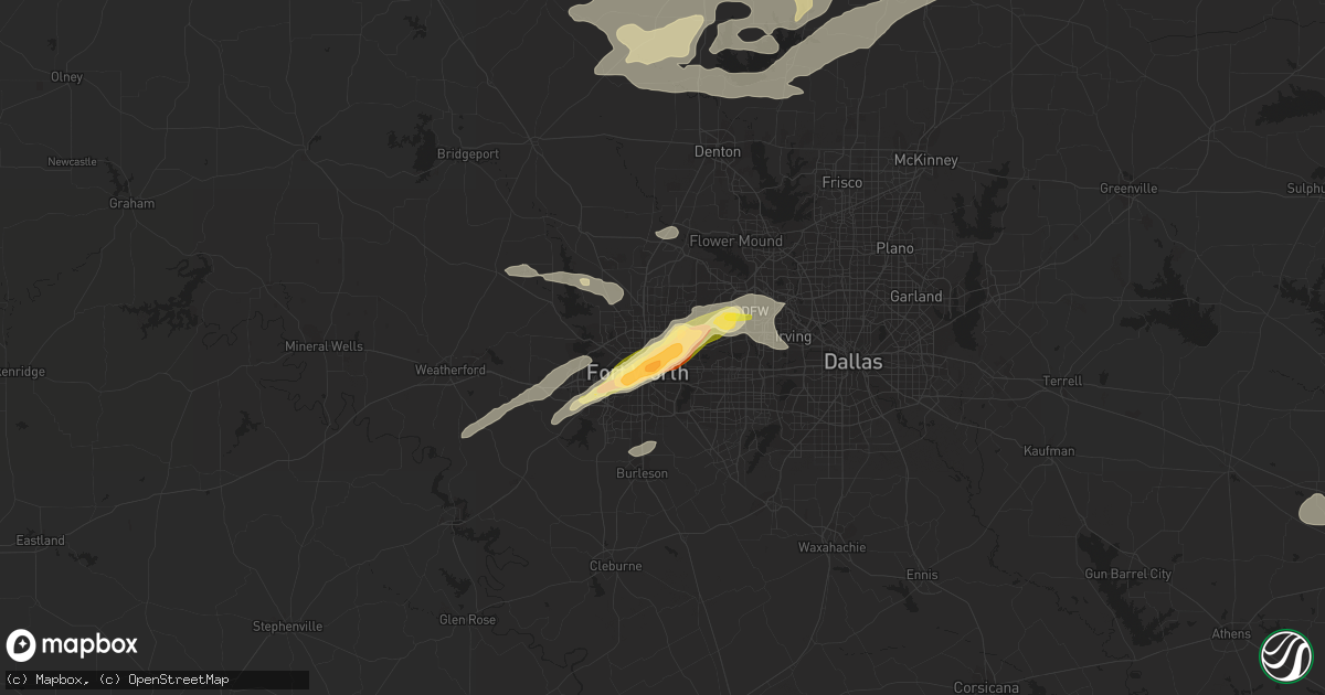 Hail map in Haltom City, TX on April 2, 2023