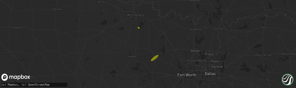 Hail map in Henrietta, TX on April 2, 2023