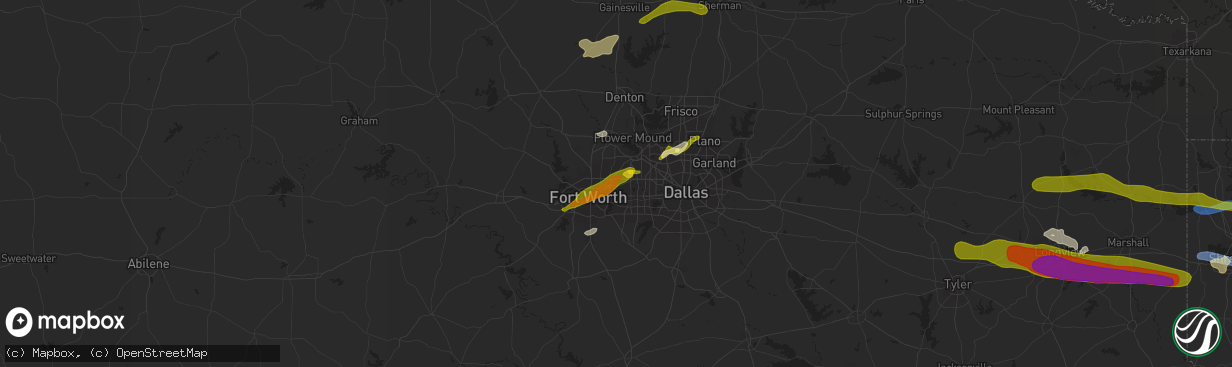 Hail map in Hurst, TX on April 2, 2023