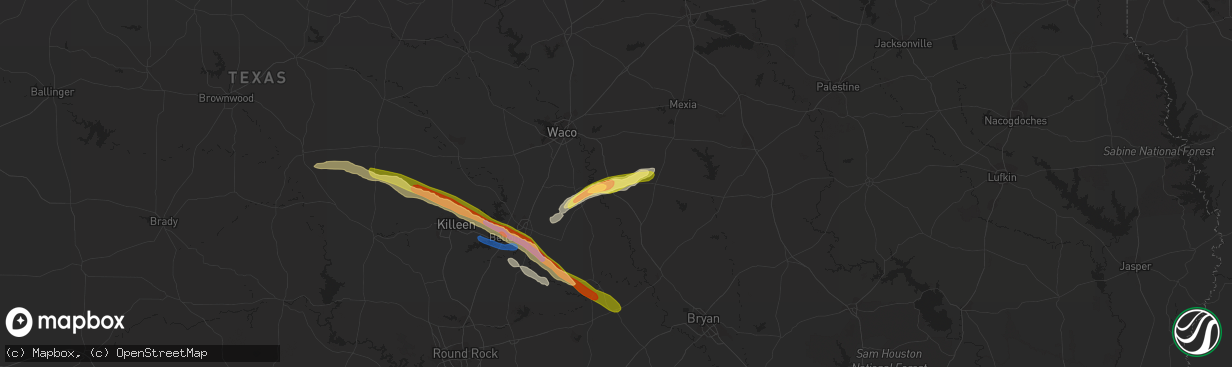 Hail map in Marlin, TX on April 2, 2023