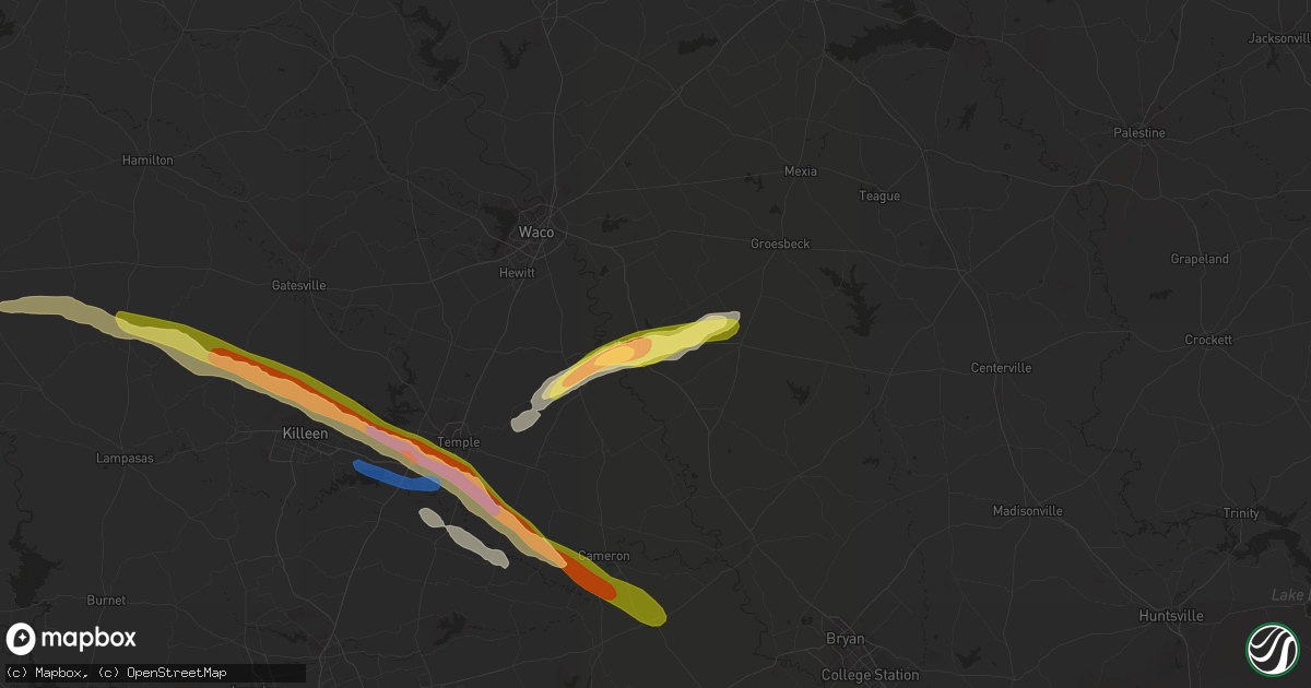 Hail map in Marlin, TX on April 2, 2023