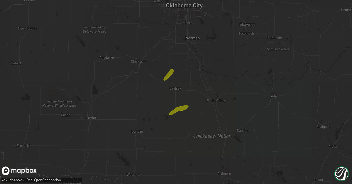 Hail map in Marlow, OK on April 2, 2023