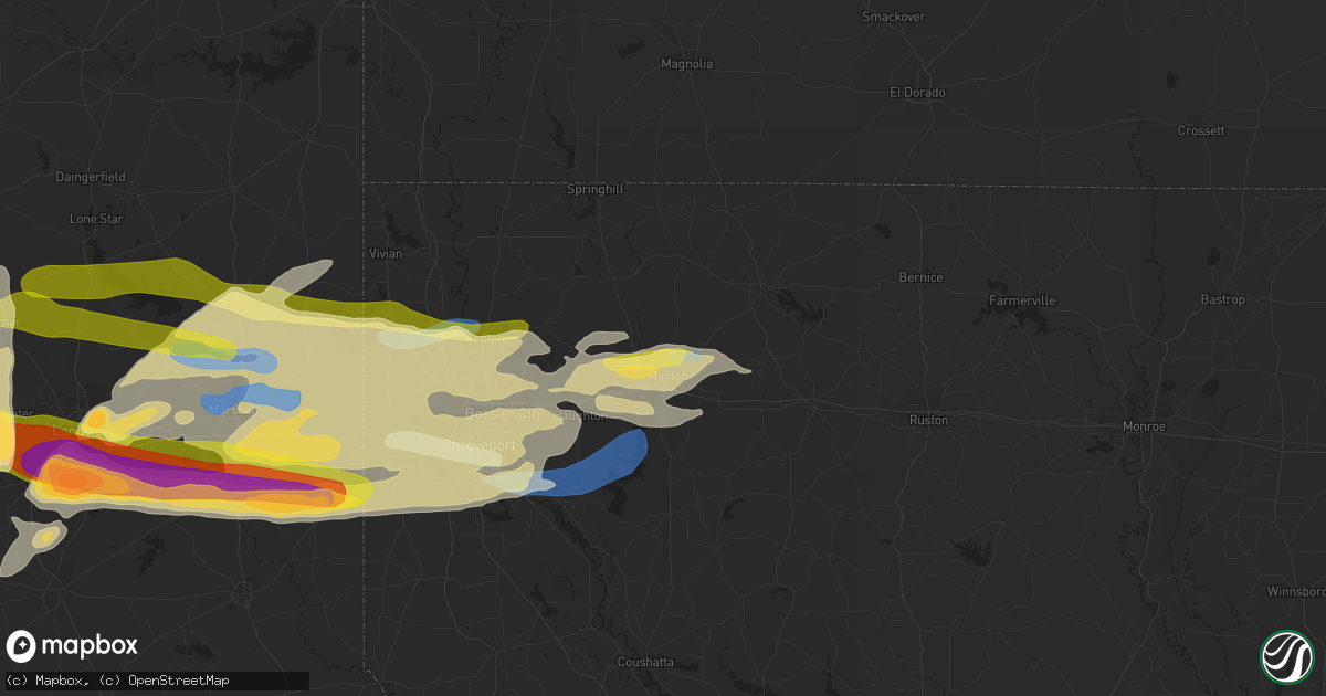 Hail map in Minden, LA on April 2, 2023