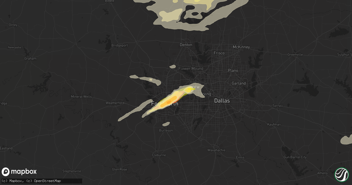 Hail map in North Richland Hills, TX on April 2, 2023