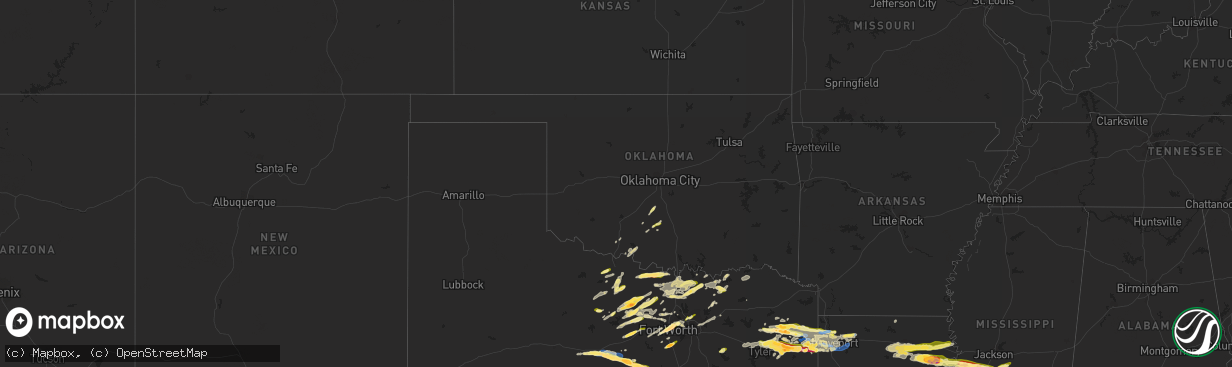 Hail map in Oklahoma on April 2, 2023