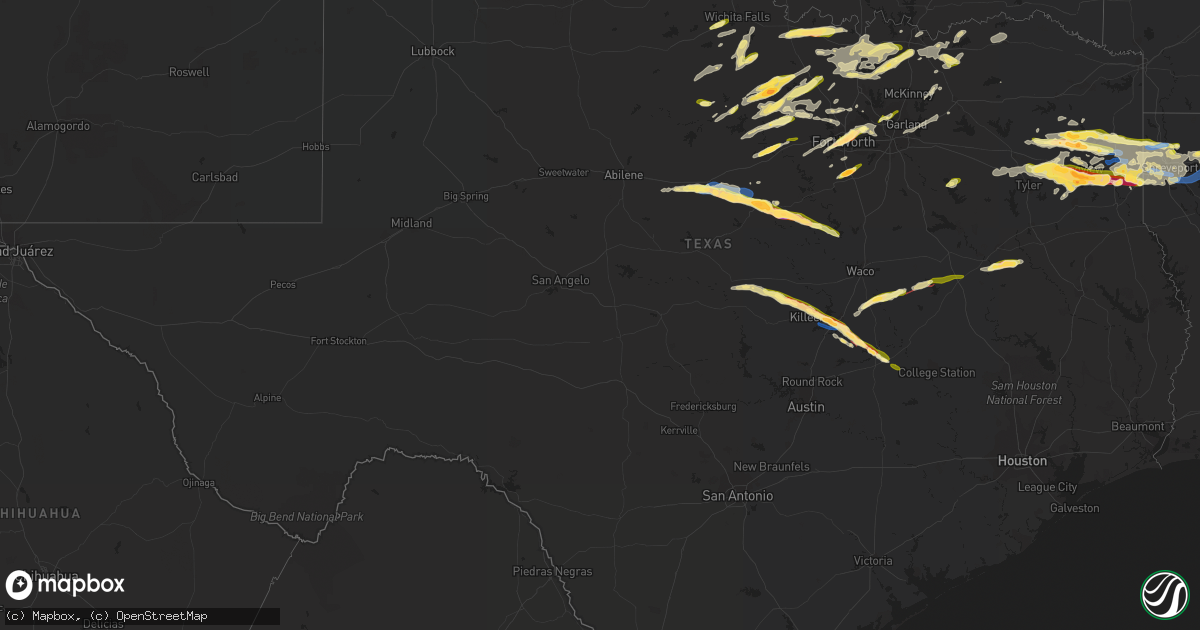 Hail map in Texas on April 2, 2023