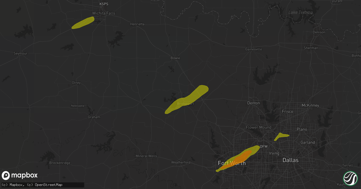 Hail map in Wichita Falls, TX on April 2, 2023