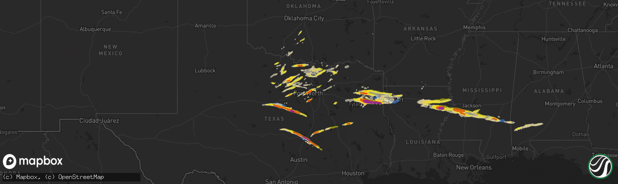 Hail map on April 2, 2023