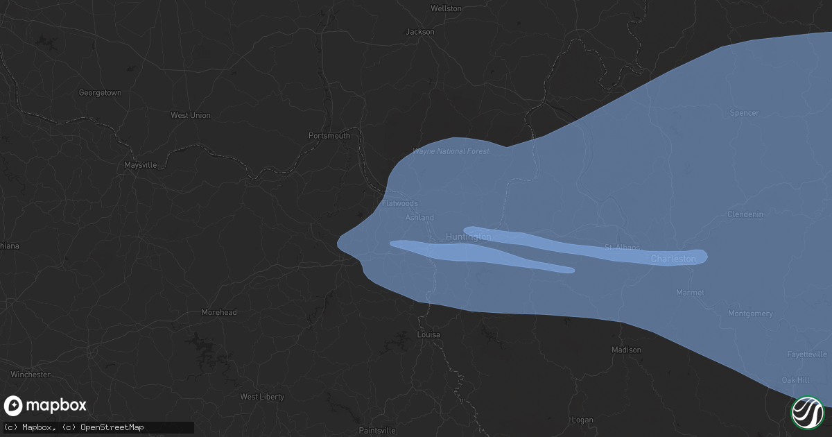 Hail map in Ashland, KY on April 2, 2024