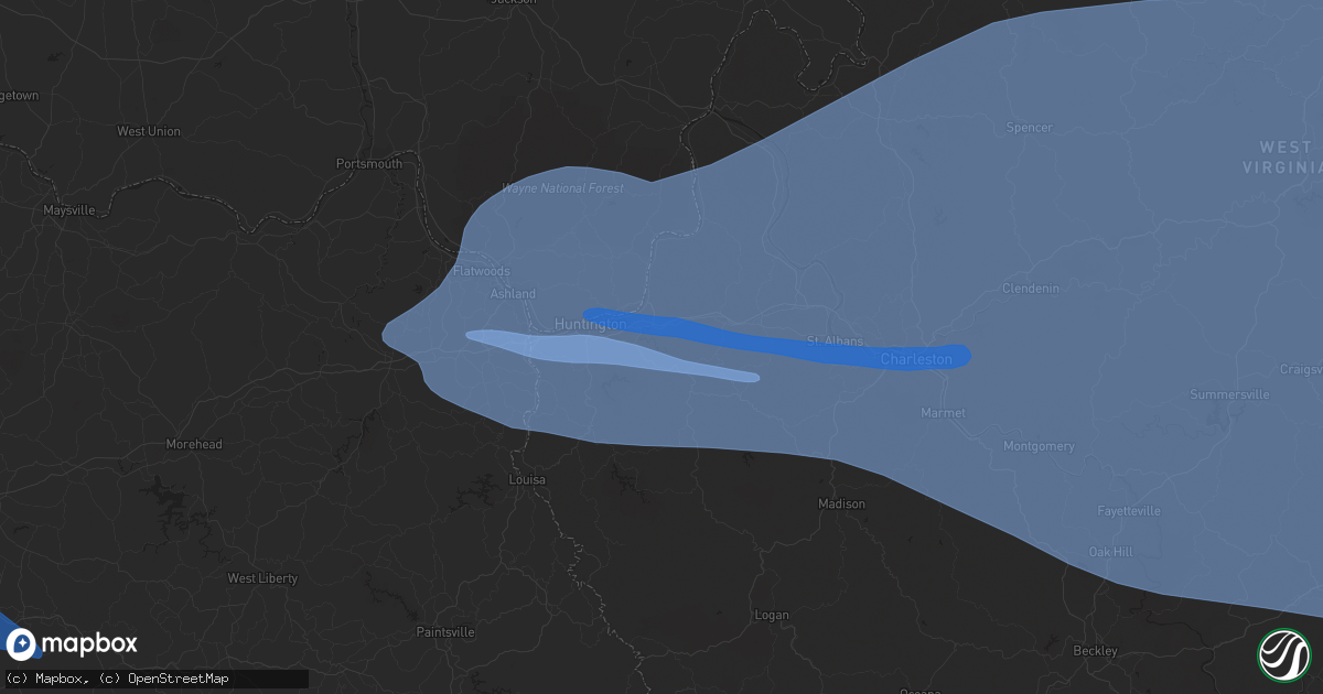 Hail map in Barboursville, WV on April 2, 2024