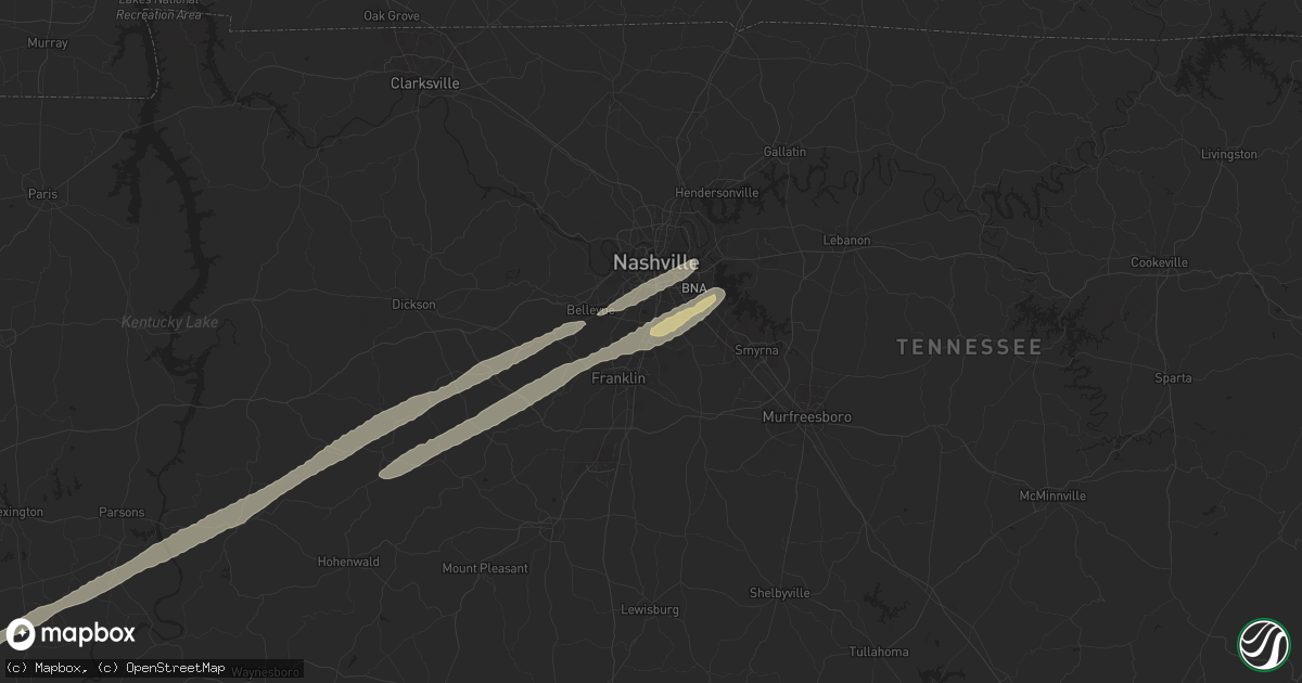 Hail map in Brentwood, TN on April 2, 2024