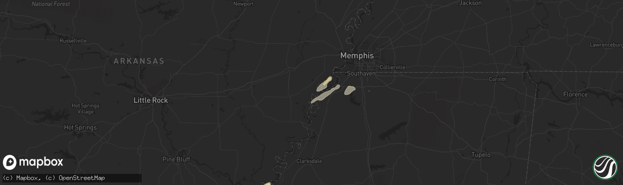 Hail map in Brickeys, AR on April 2, 2024