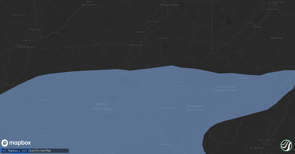Hail map in Buckhannon, WV on April 2, 2024