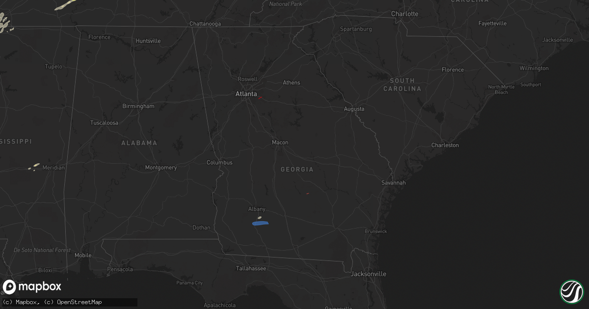 Hail map in Georgia on April 2, 2024