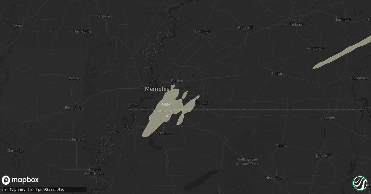 Hail map in Germantown, TN on April 2, 2024