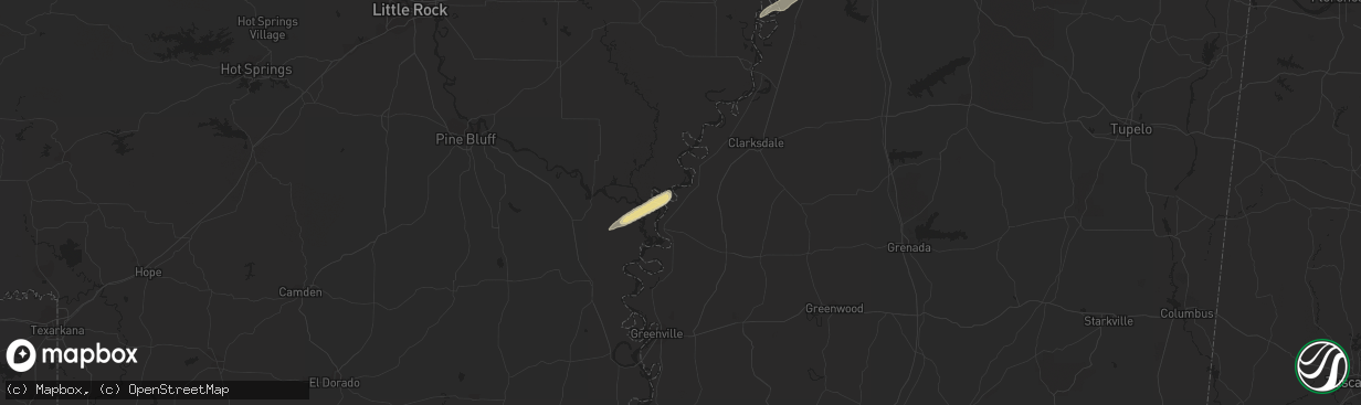 Hail map in Gunnison, MS on April 2, 2024
