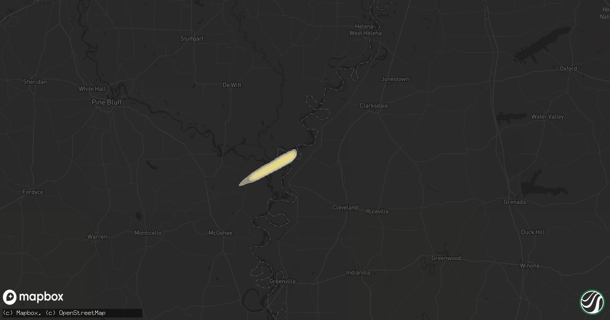 Hail map in Gunnison, MS on April 2, 2024