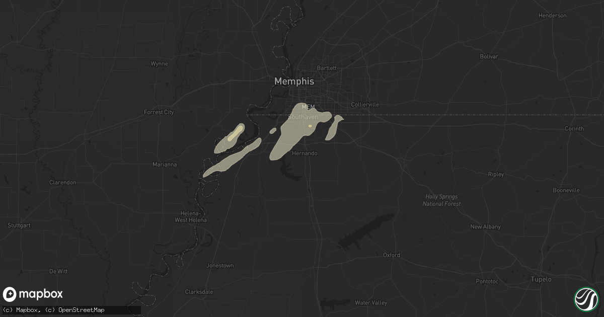 Hail map in Hernando, MS on April 2, 2024