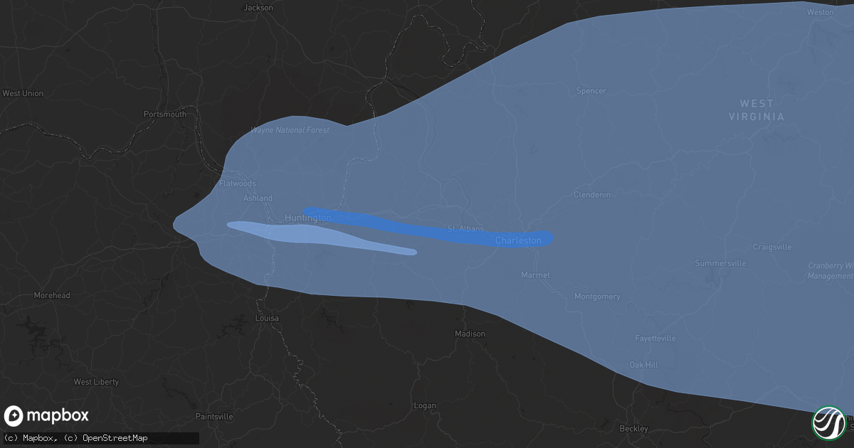 Hail map in Hurricane, WV on April 2, 2024