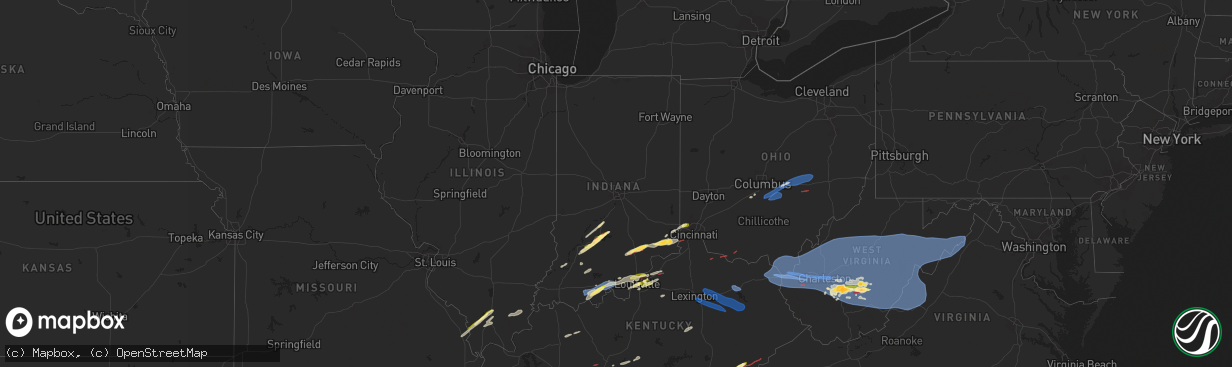 Hail map in Indiana on April 2, 2024