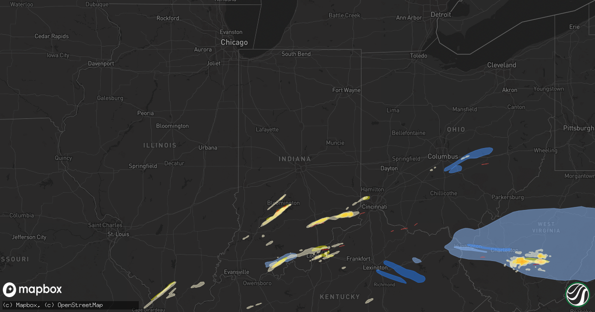 Hail map in Indiana on April 2, 2024