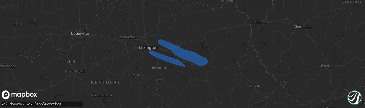 Hail map in Jeffersonville, KY on April 2, 2024