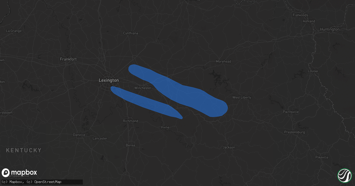 Hail map in Jeffersonville, KY on April 2, 2024