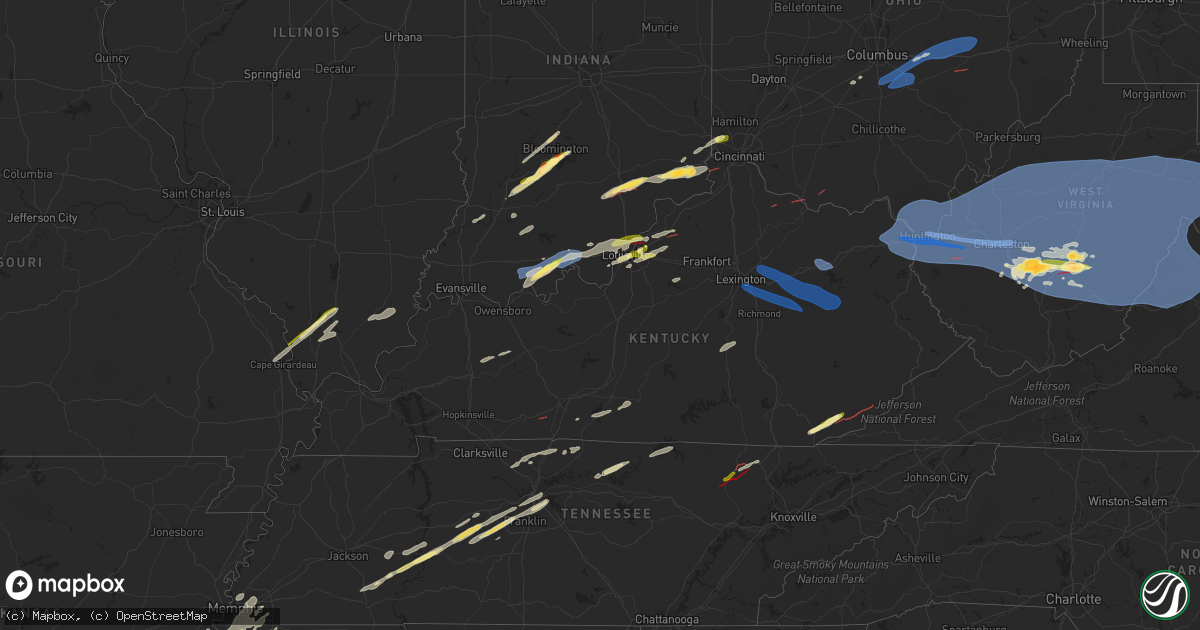 Hail map in Kentucky on April 2, 2024