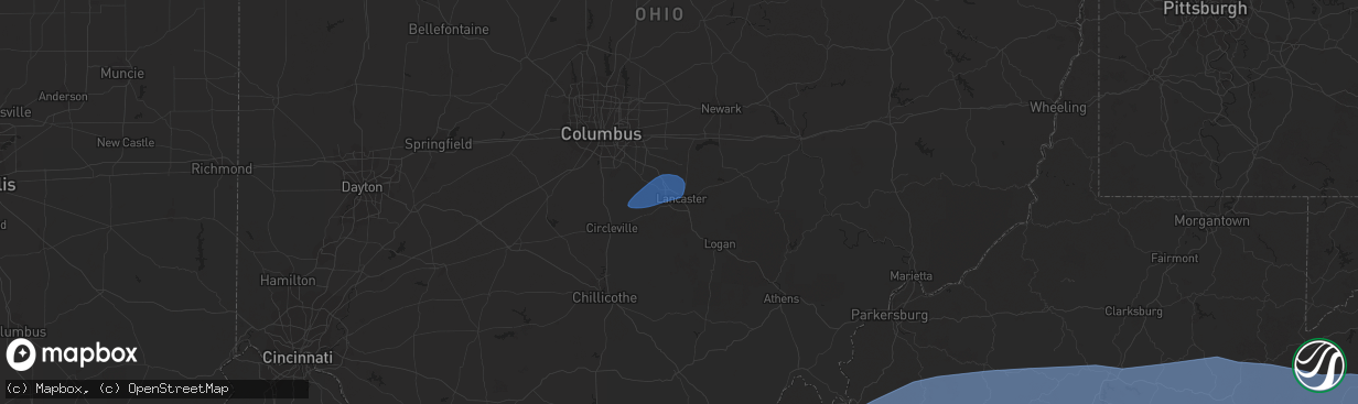 Hail map in Lancaster, OH on April 2, 2024