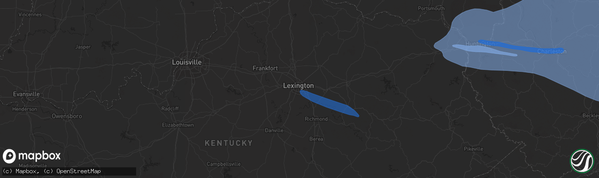 Hail map in Lexington, KY on April 2, 2024