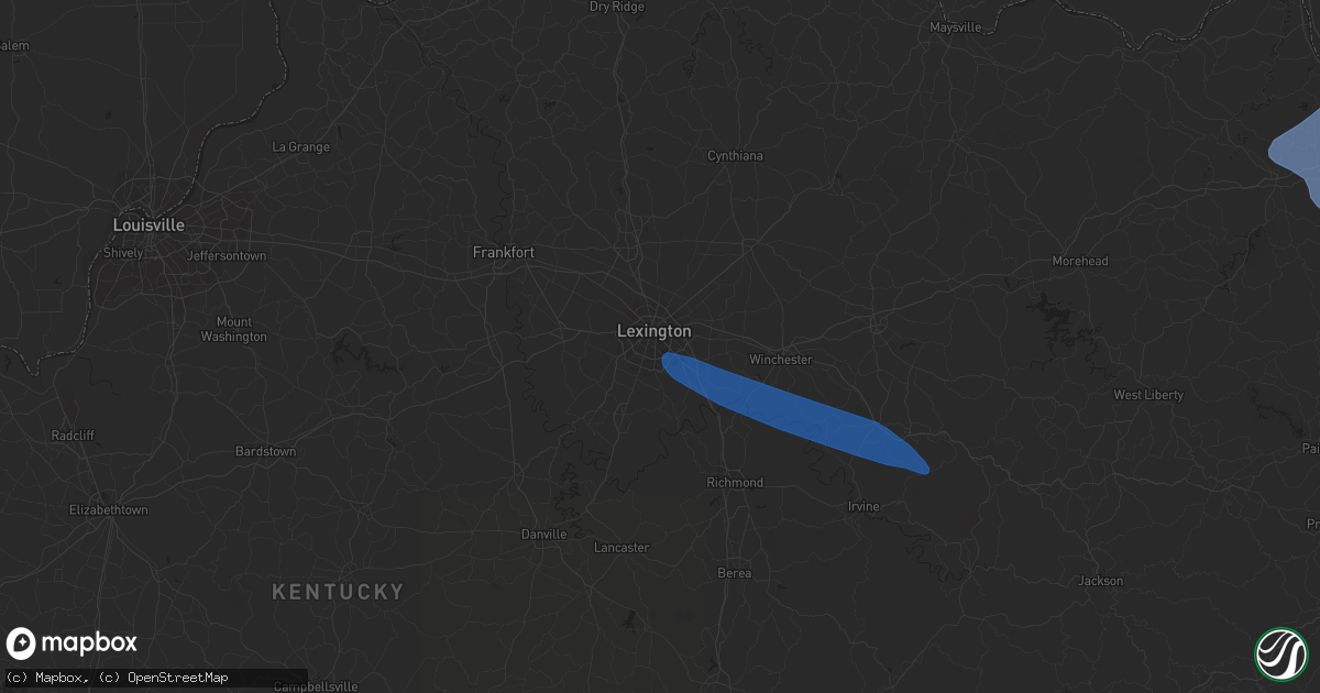 Hail map in Lexington, KY on April 2, 2024