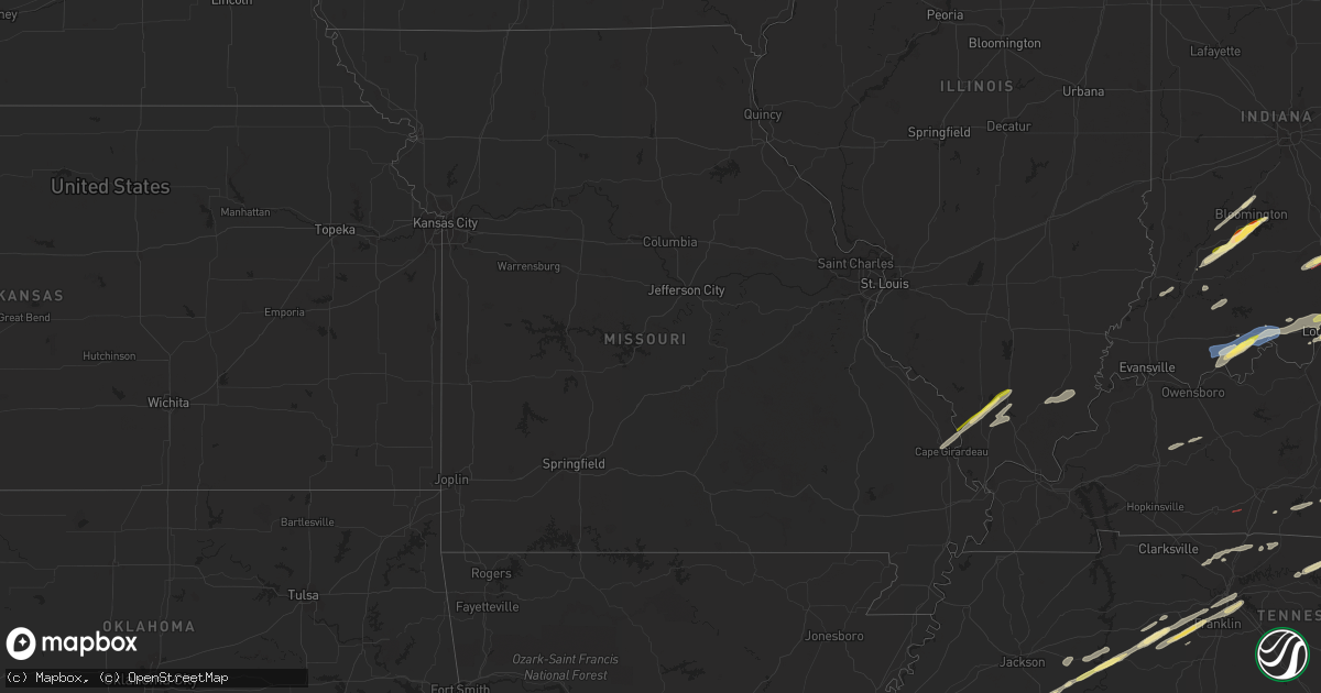 Hail map in Missouri on April 2, 2024