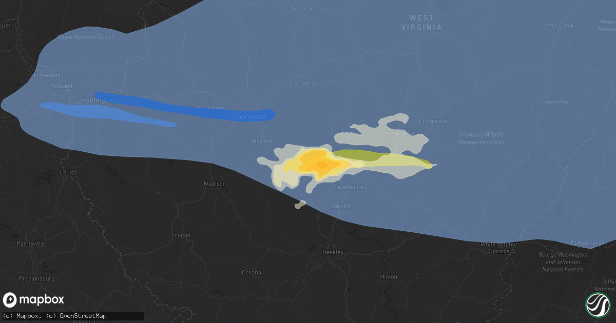 Hail map in Montgomery, WV on April 2, 2024