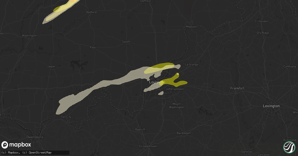 Hail map in New Albany, IN on April 2, 2024