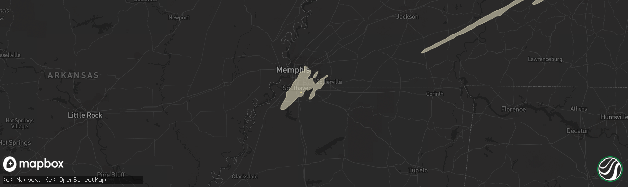 Hail map in Olive Branch, MS on April 2, 2024