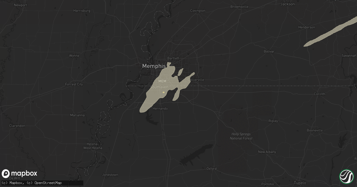 Hail map in Olive Branch, MS on April 2, 2024