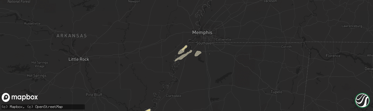 Hail map in Robinsonville, MS on April 2, 2024