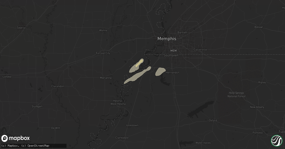 Hail map in Robinsonville, MS on April 2, 2024