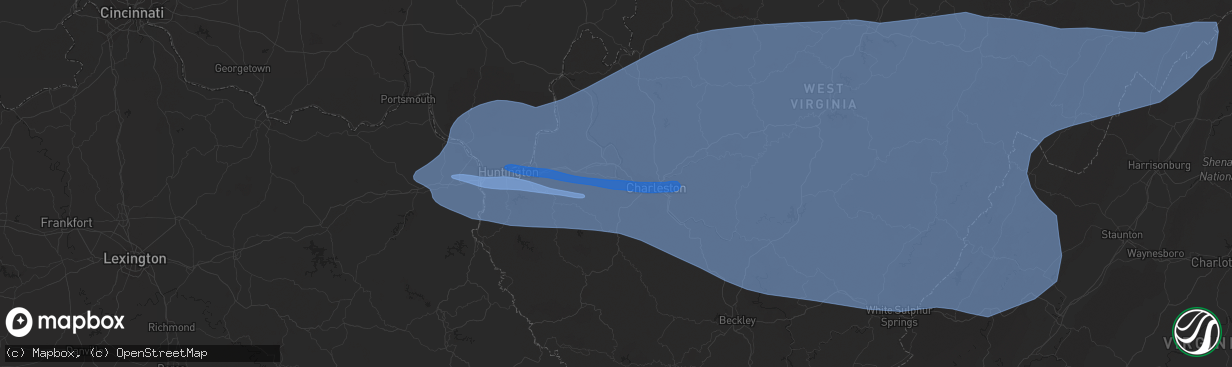 Hail map in Saint Albans, WV on April 2, 2024