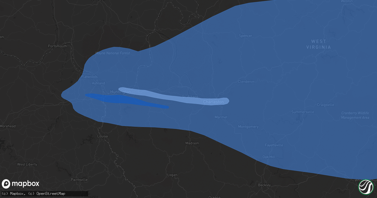 Hail map in Saint Albans, WV on April 2, 2024