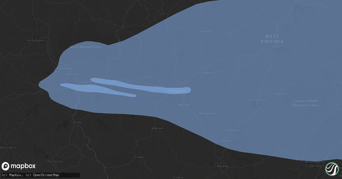 Hail map in South Charleston, WV on April 2, 2024