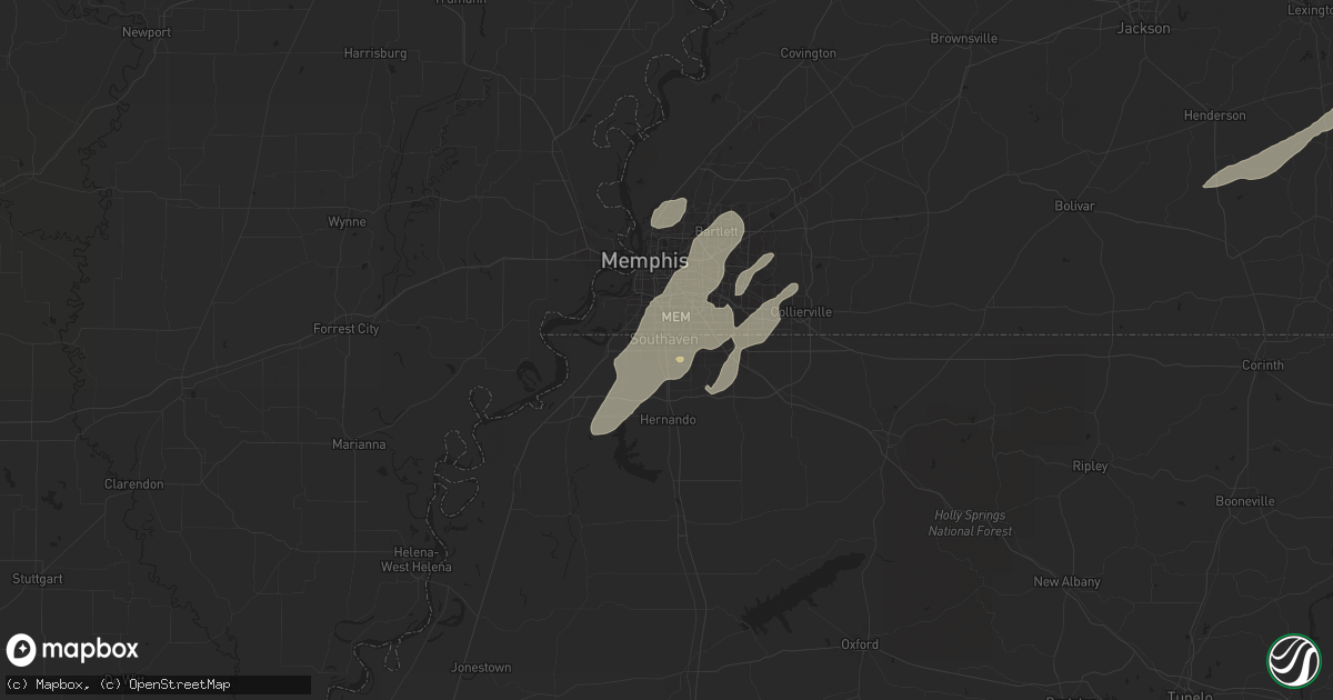Hail map in Southaven, MS on April 2, 2024