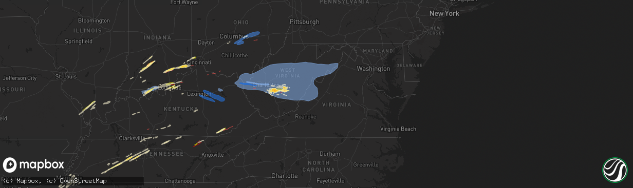 Hail map in Virginia on April 2, 2024